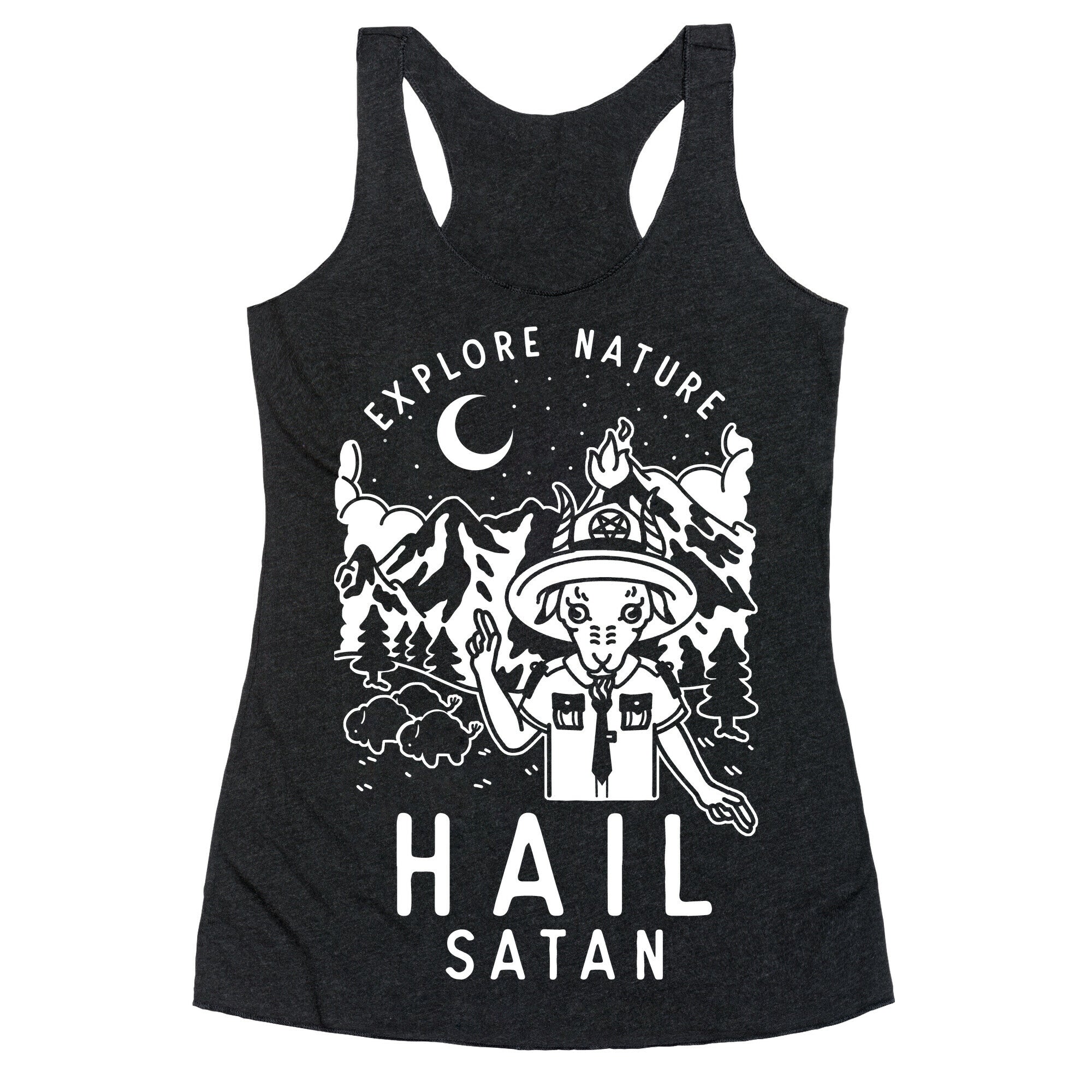 Explore Nature Hail Satan Racerback Tank